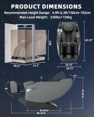 3D Full Body Massage Chair Zero Gravity Heat Grey M607472
