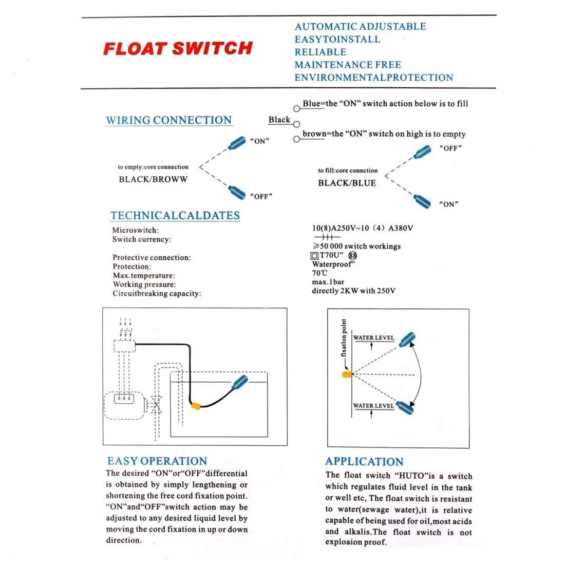 4M Cable Float Switch Water Level Controller D8849