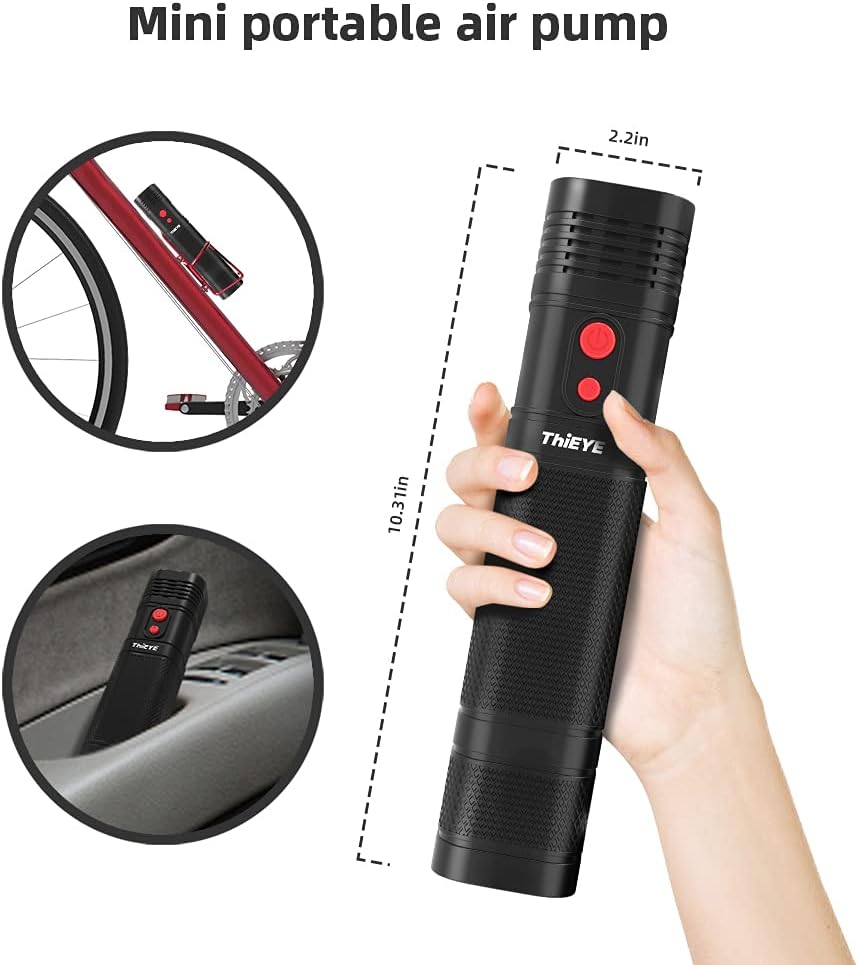 Tire Inflator Portable Air Compressor, 12V DC, 2000 * 3 mAh, 120 PSI, LED Light, Pack of 2 D303994