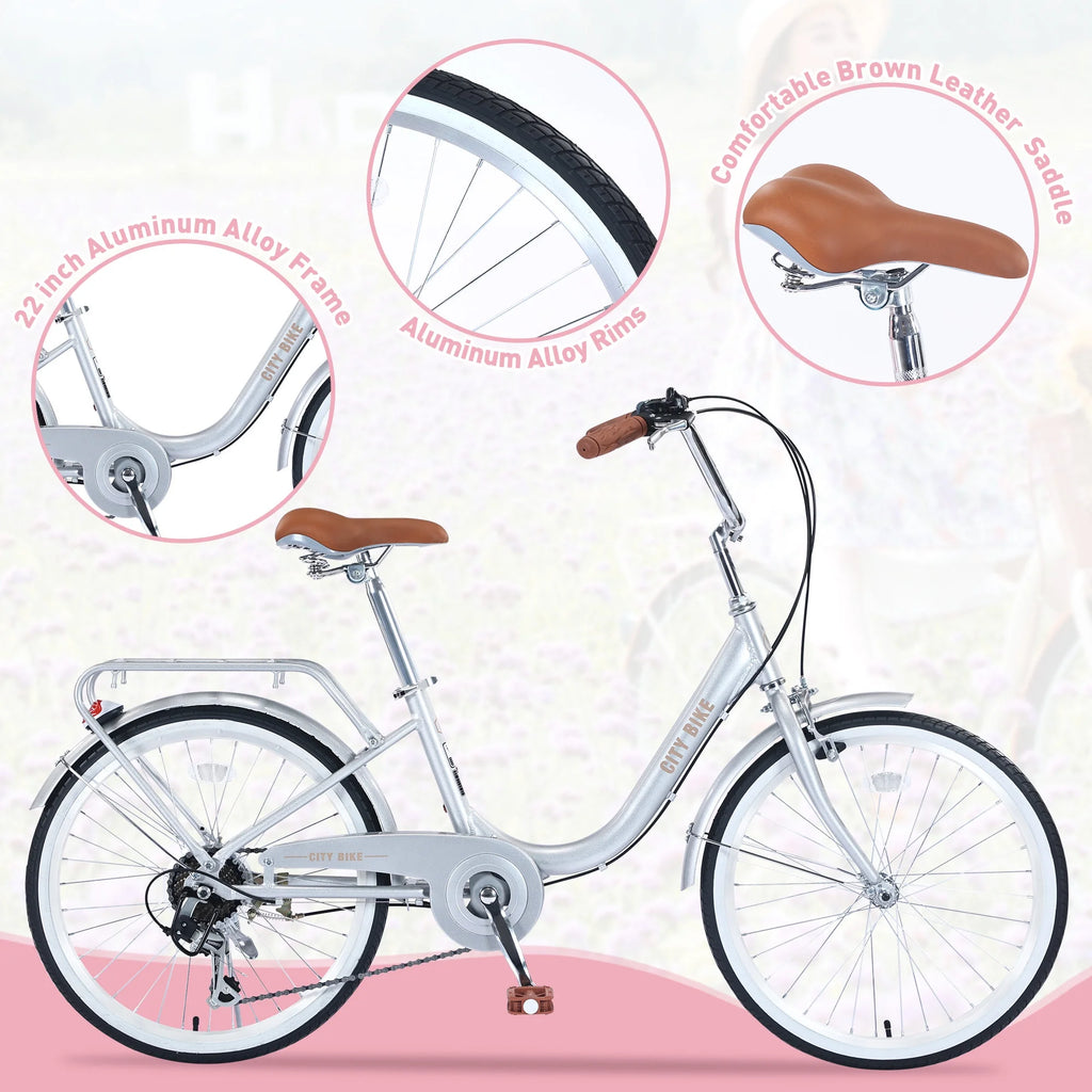 Pink 22 inch 7 speed Girls Cruiser Bike A66952