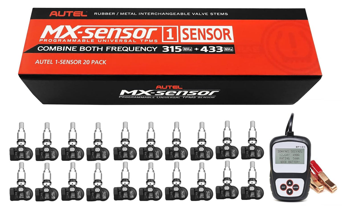 20pcs TPMS Tire Sensor with Battery Tester Dual Frequency Metal Valve Stem L2344