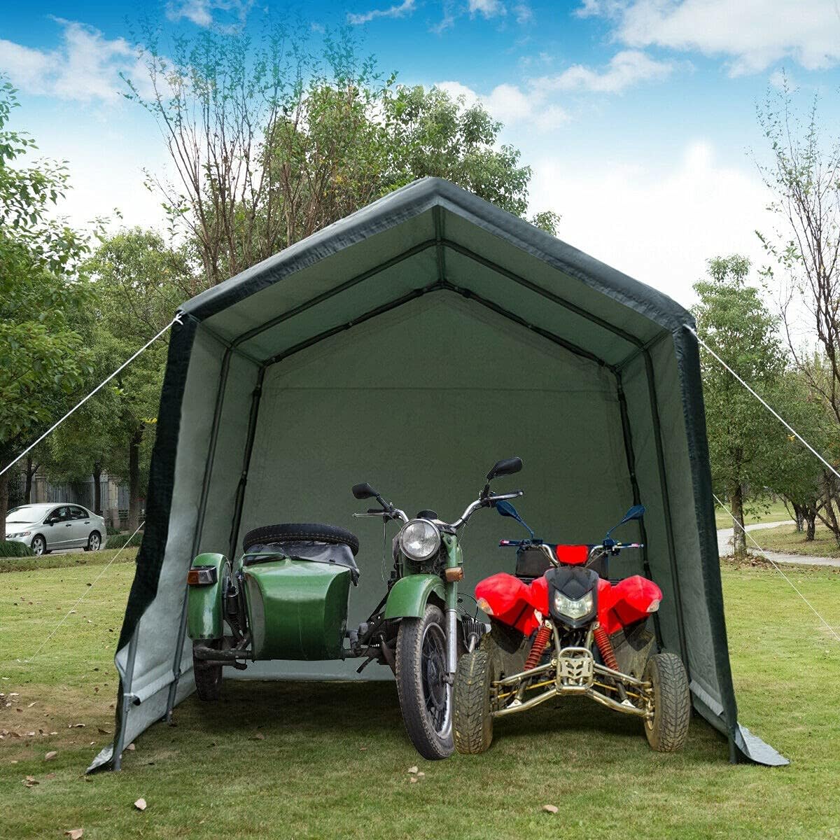 7 Ft x 12 Ft Outdoor Carport Patio Storage Shelter Metal Frame and Waterproof Ripstop Cover T709