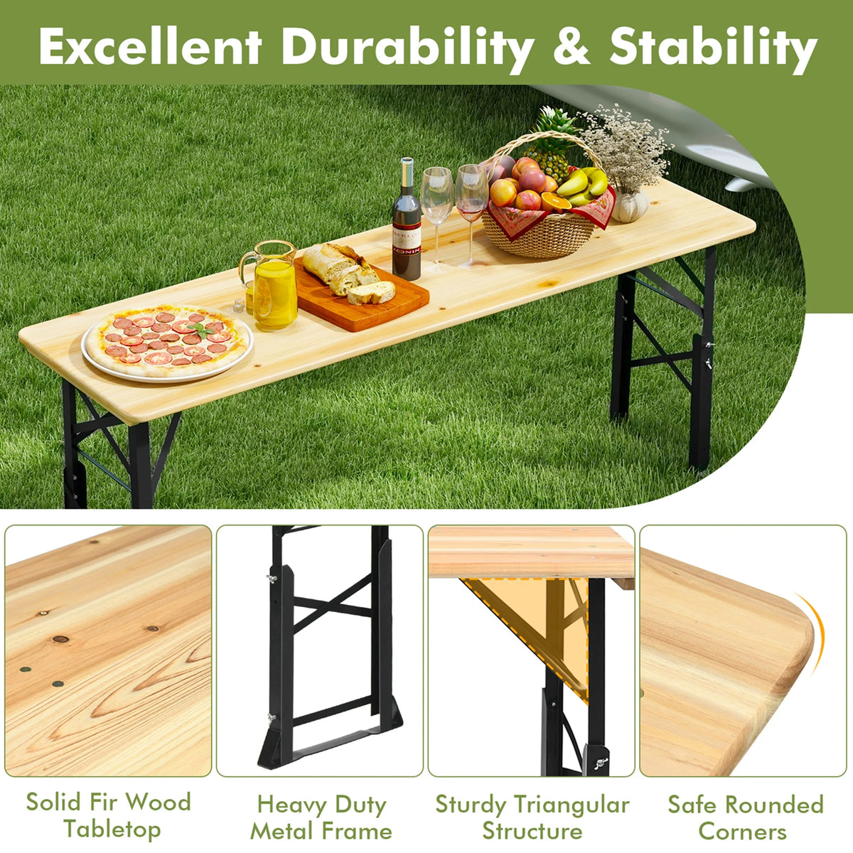 5.5 Ft Folding Wood Picnic Table I461