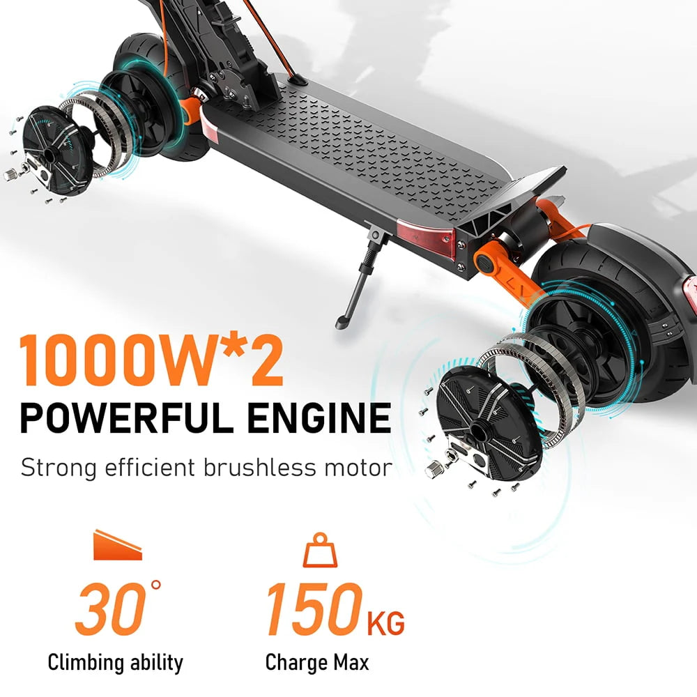 Dual Motor Electric Scooter, 2000W Up to 37 MPH & 50 Miles Ranges, 10 Off-Road Tires E8305