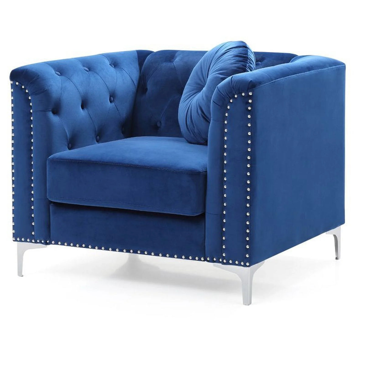 Velvet Sofa and Chair 2-Piece Set Navy Blue K9715