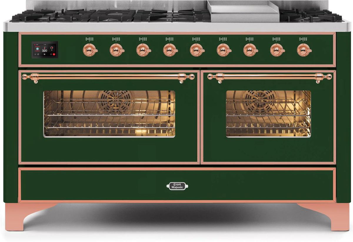 60 Dual Fuel Natural Gas Range Emerald Green Copper Trim A610545