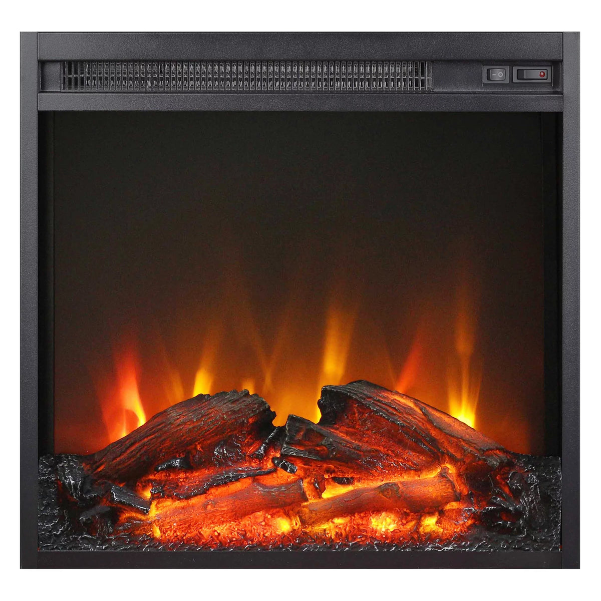 Antiqued Gray Oak Rectangular TV Stand with Log Fireplace H746160