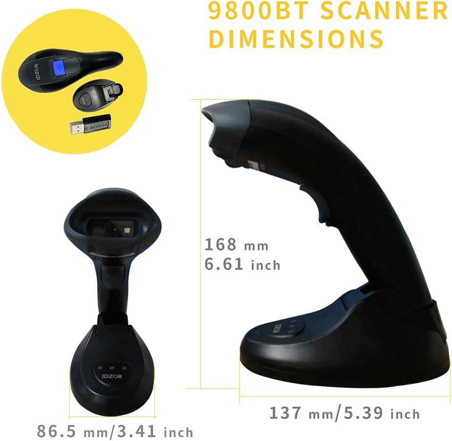 Wireless Bluetooth Barcode Scanner with USB Receiver A2386