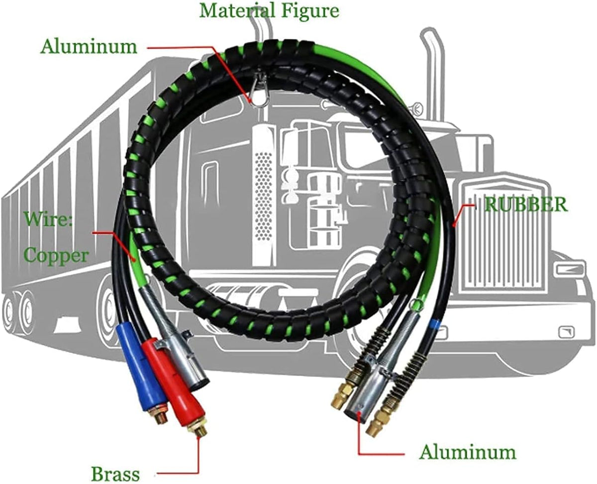 7 Way Semi Trailer ABS Wire & Air Hose Assembly (12FT) F690