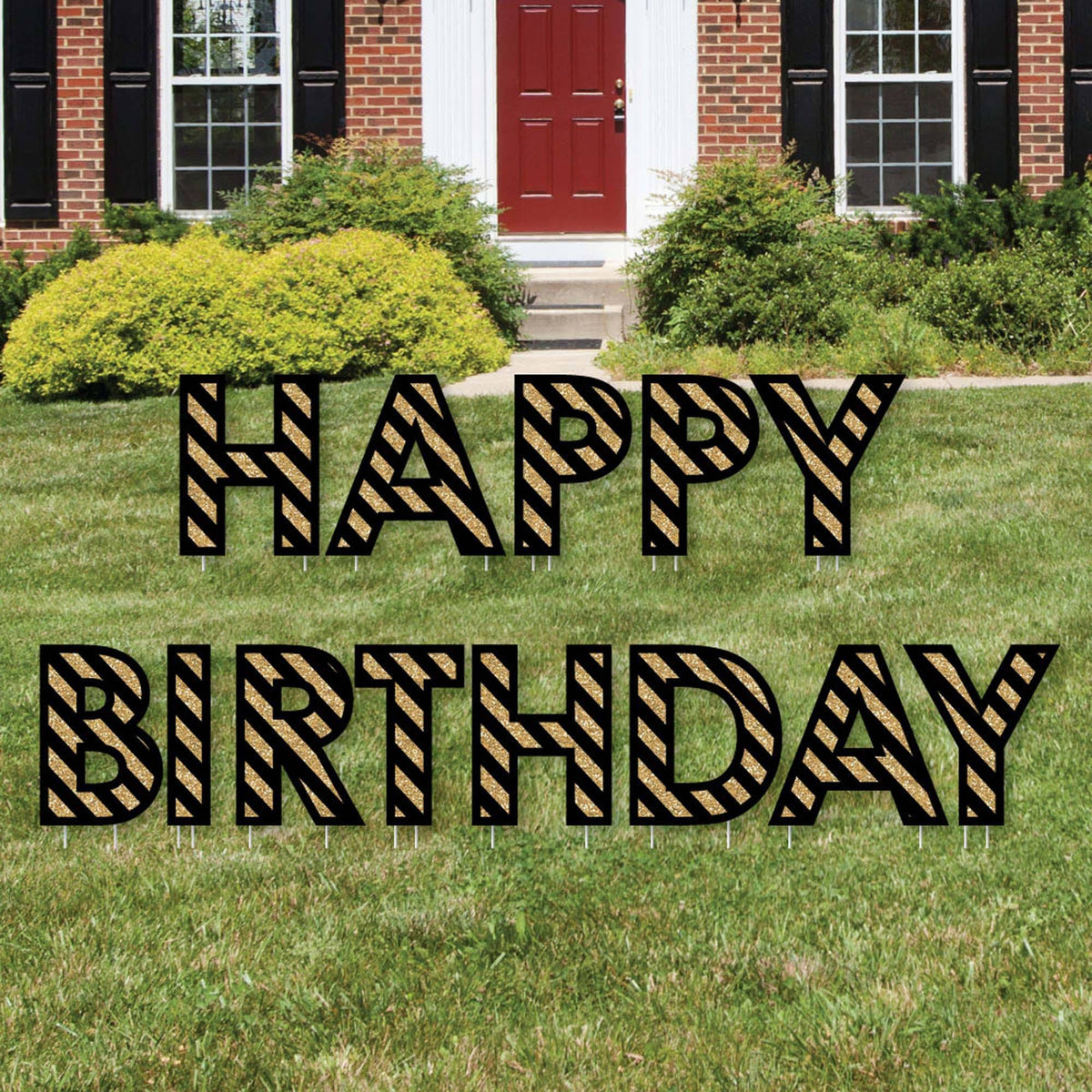 Black and Gold Birthday Yard Sign V780