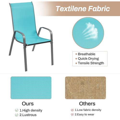 Black Stackable Textilene Patio Chairs with Metal Frame L49311