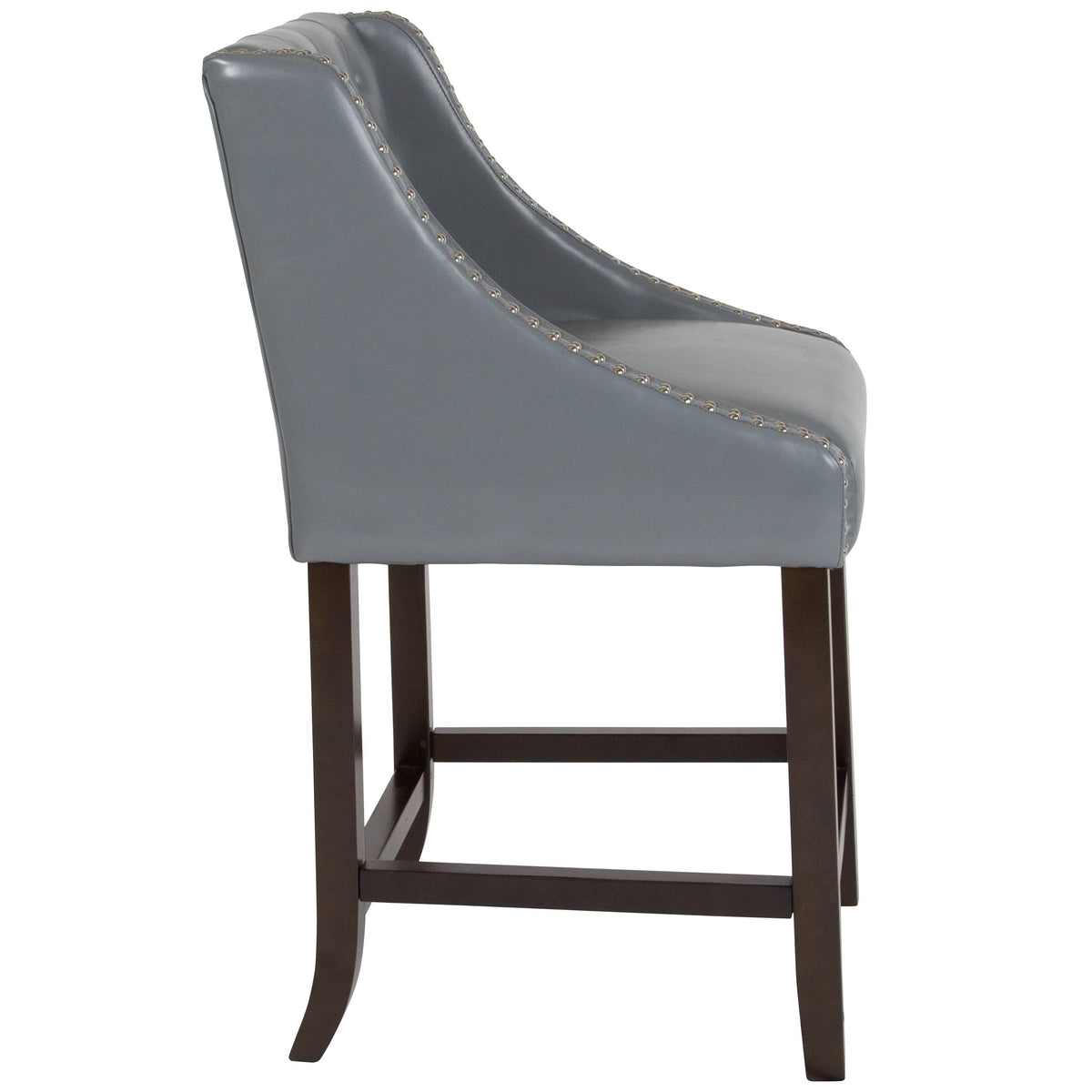 Fabric/Wood Stools (Set of 2) (Dark Gray Leather) G372652