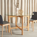 Solid Wood Tempered Glass Round Dining Table 48 in. O378