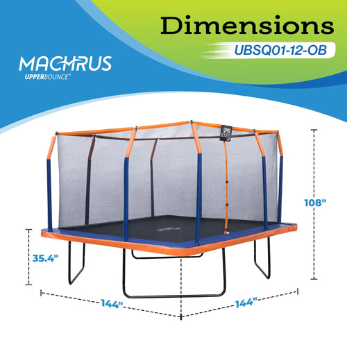 12 x 12 FT Square Trampoline Set with Enclosure and Safety Pad P365