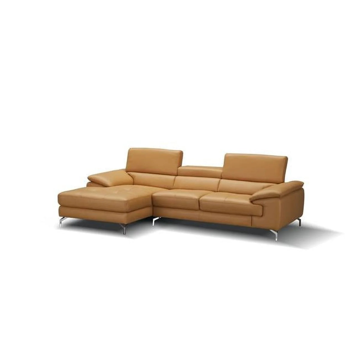 Italian Leather Left Facing Chaise Mini Sectional Sofa D754530
