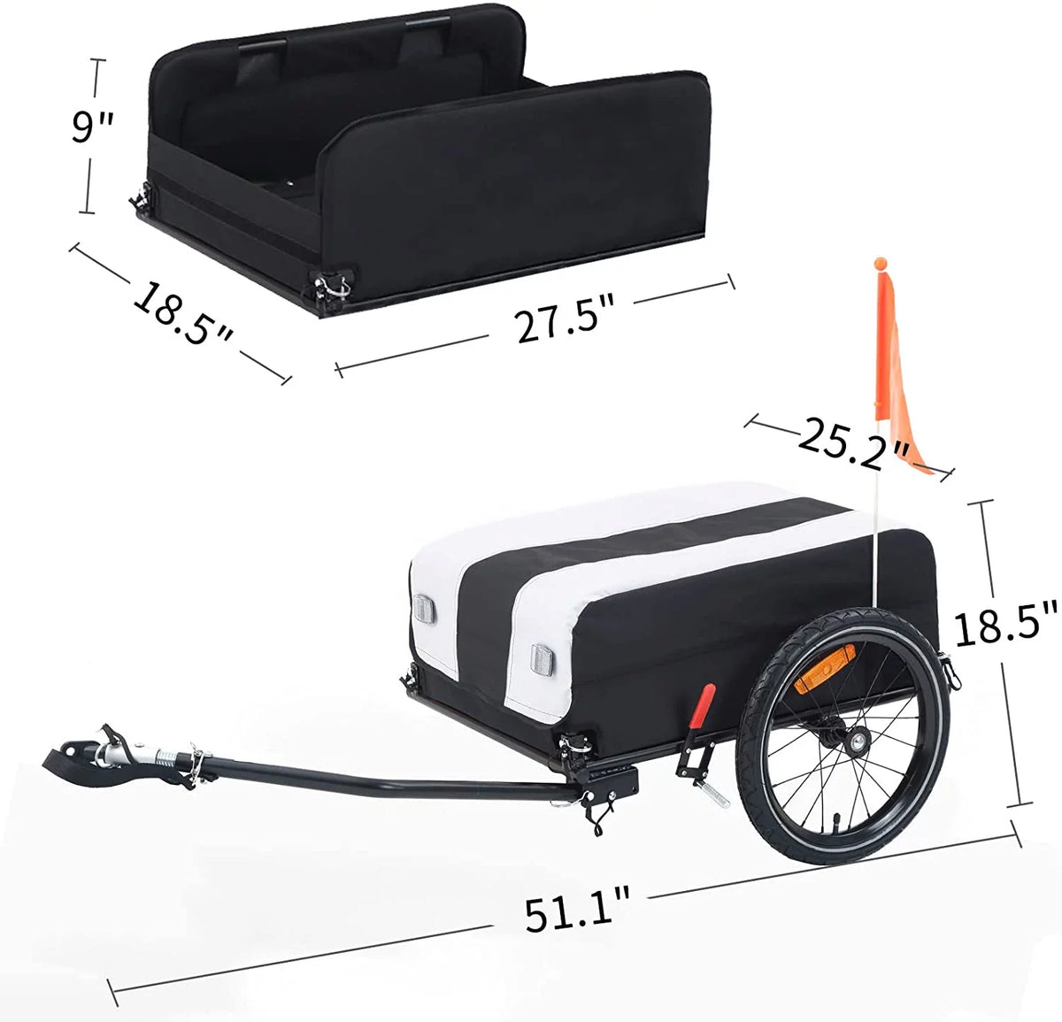 Two-Wheel Bicycle Cargo Trailer, White X521