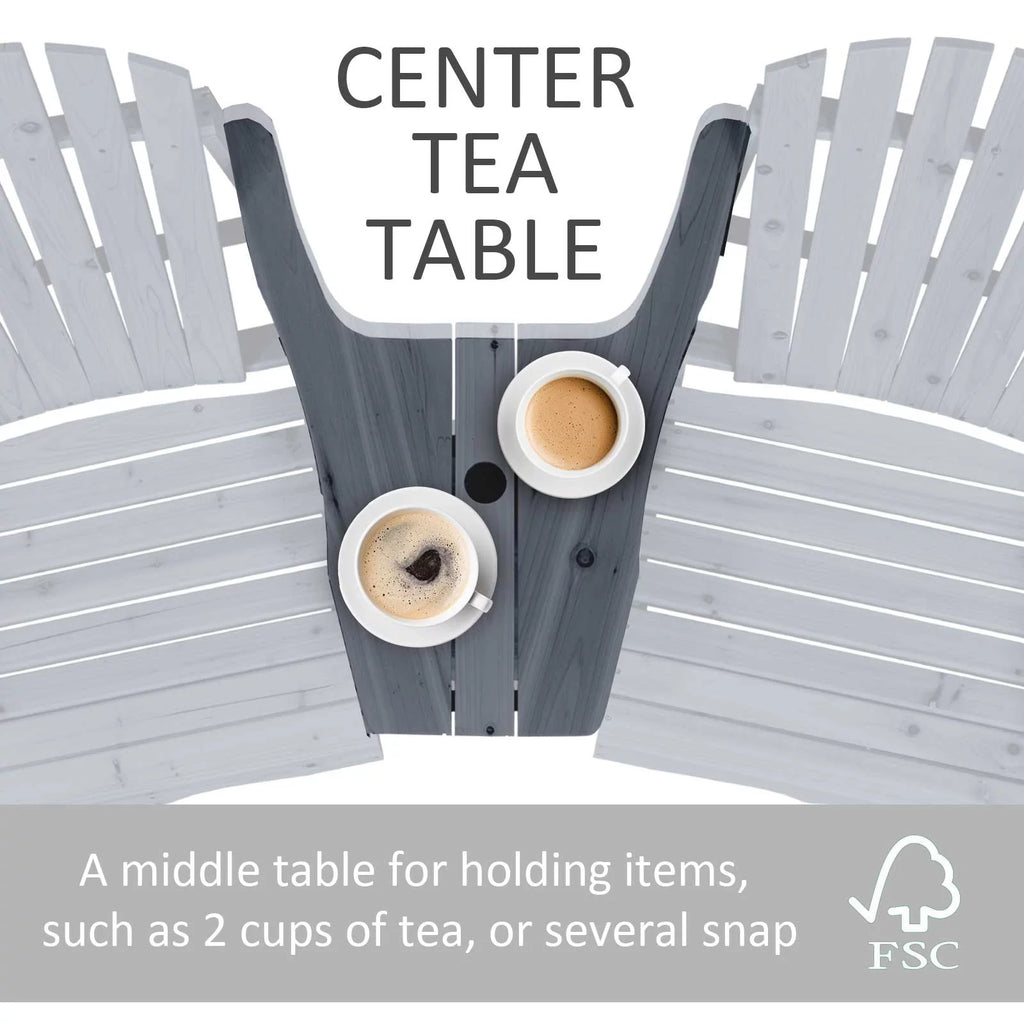 Grey 2 Wood Adirondack Chairs with Center Table R833