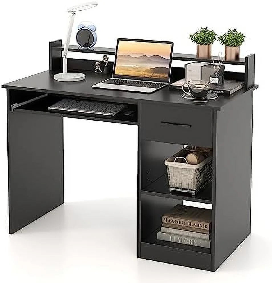 Computer Desk with Drawers, Hutch, Keyboard Tray & Adjustable F87563