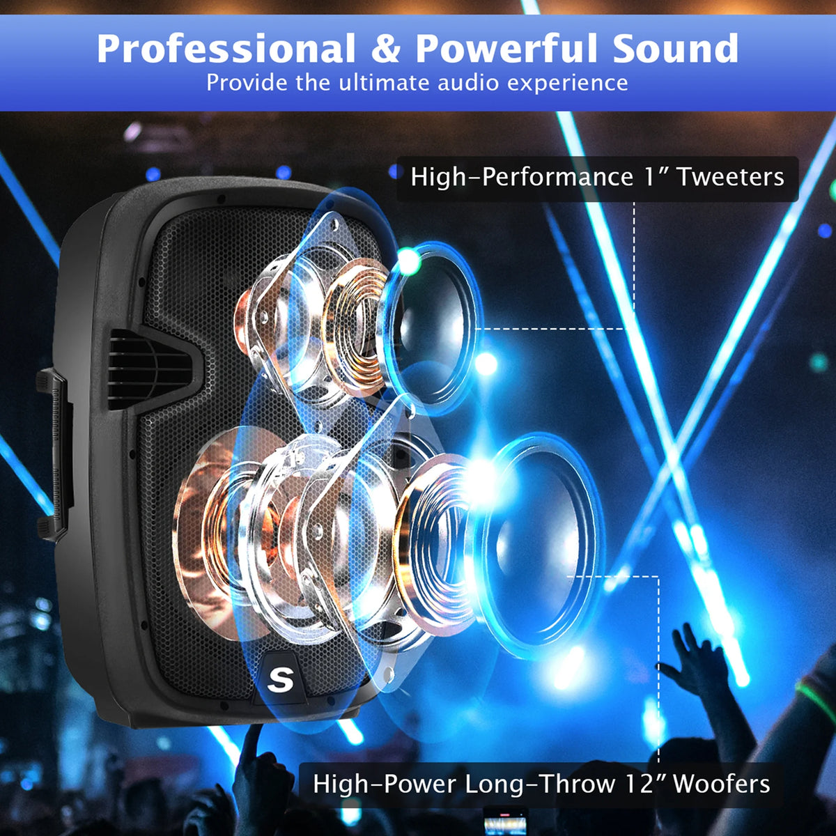 2000W Powered Speakers with Speaker Stands J6141