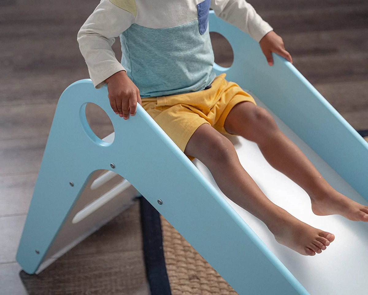 Wooden Indoor Slide for Kids Ages 18mo - 4 Years (Blue) D847