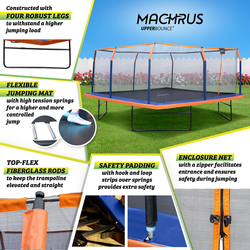 12 x 12 FT Square Trampoline Set with Enclosure and Safety Pad P365