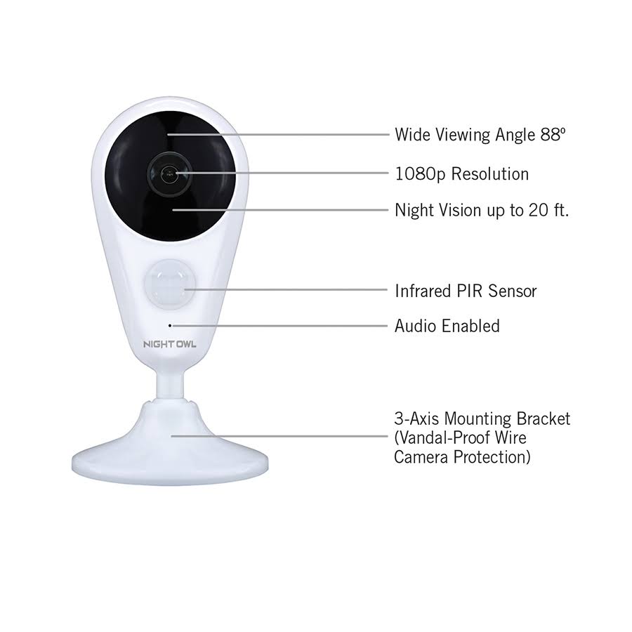 4 Channel 1080p HD Wireless Gateway with 16GB microSD Card and 2 AC Powered Indoor Wireless Cameras D99424