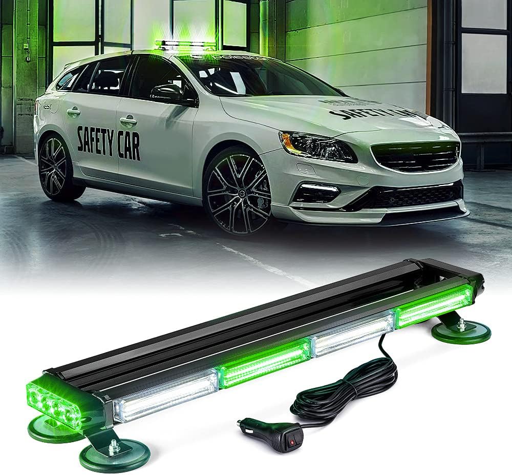 White Amber COB LED Rooftop Strobe Light Bar Double Side 26 High Visibility Emergency Hazard Warning Beacon Lights w/Magnetic Base K999314