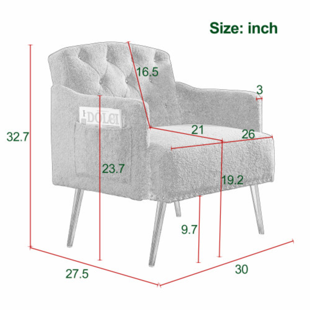 Pink Teddy Upholstered Chesterfield Chair with Gold Hardware Legs H457