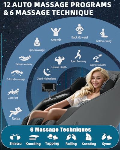 3D Full Body Massage Chair Zero Gravity Heat Grey M607472