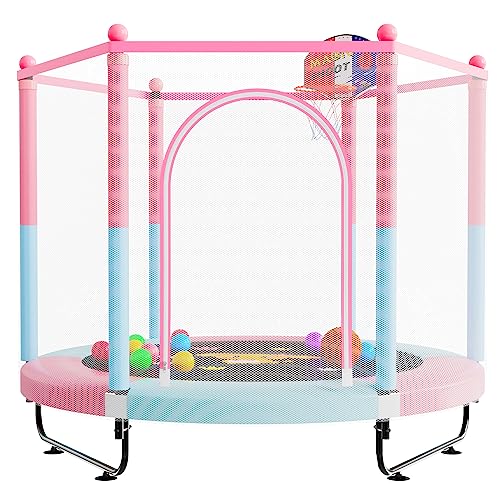 60" Trampoline with Basketball Hoop, Safety Enclosure A868523