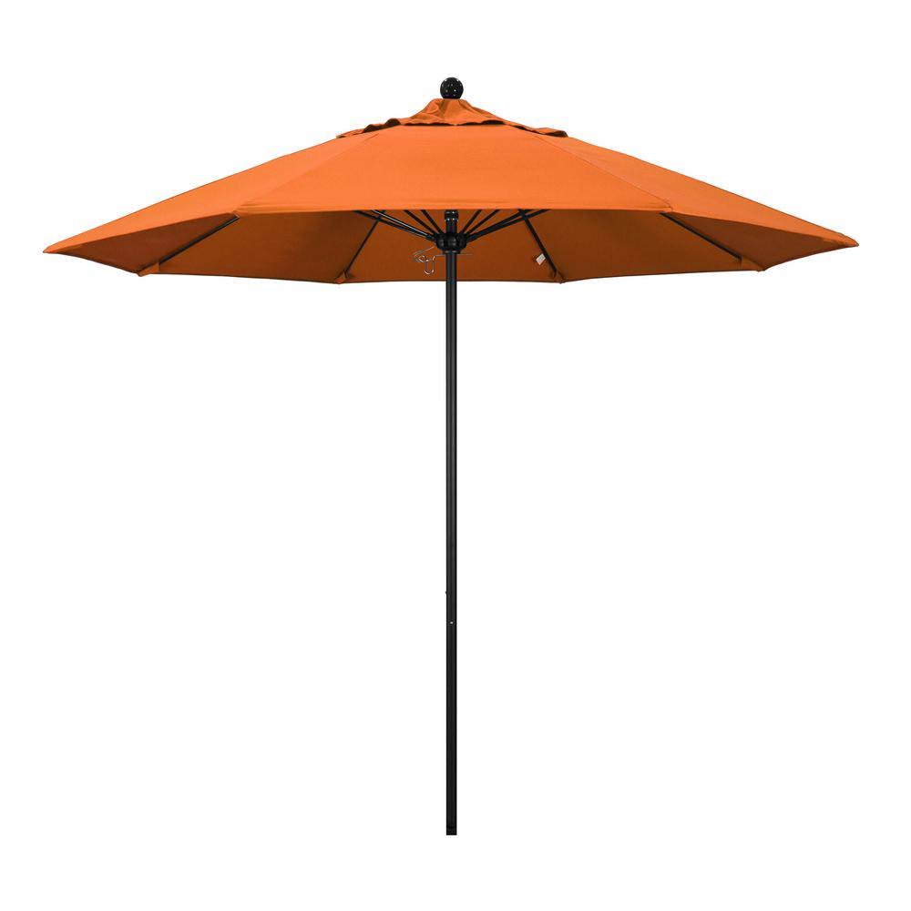 Tangerine Sunbrella Patio Umbrella with Aluminum Poles and Fiberglass Ribs U390