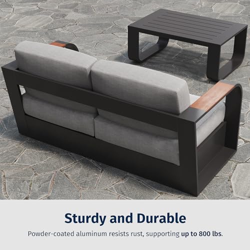 4 Pieces Aluminum Patio Furniture Set Dark Grey G8266
