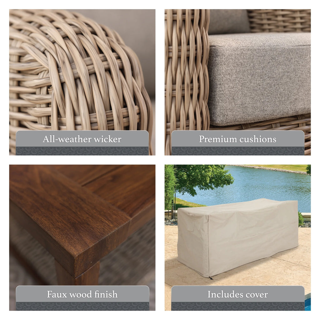 2 Piece Outdoor Sofa and Coffee Table Set with Gray Cushions Z16195