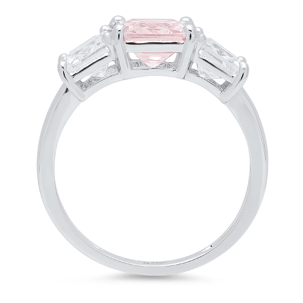 Pink Simulated Diamond 3 Stone Ring M430652