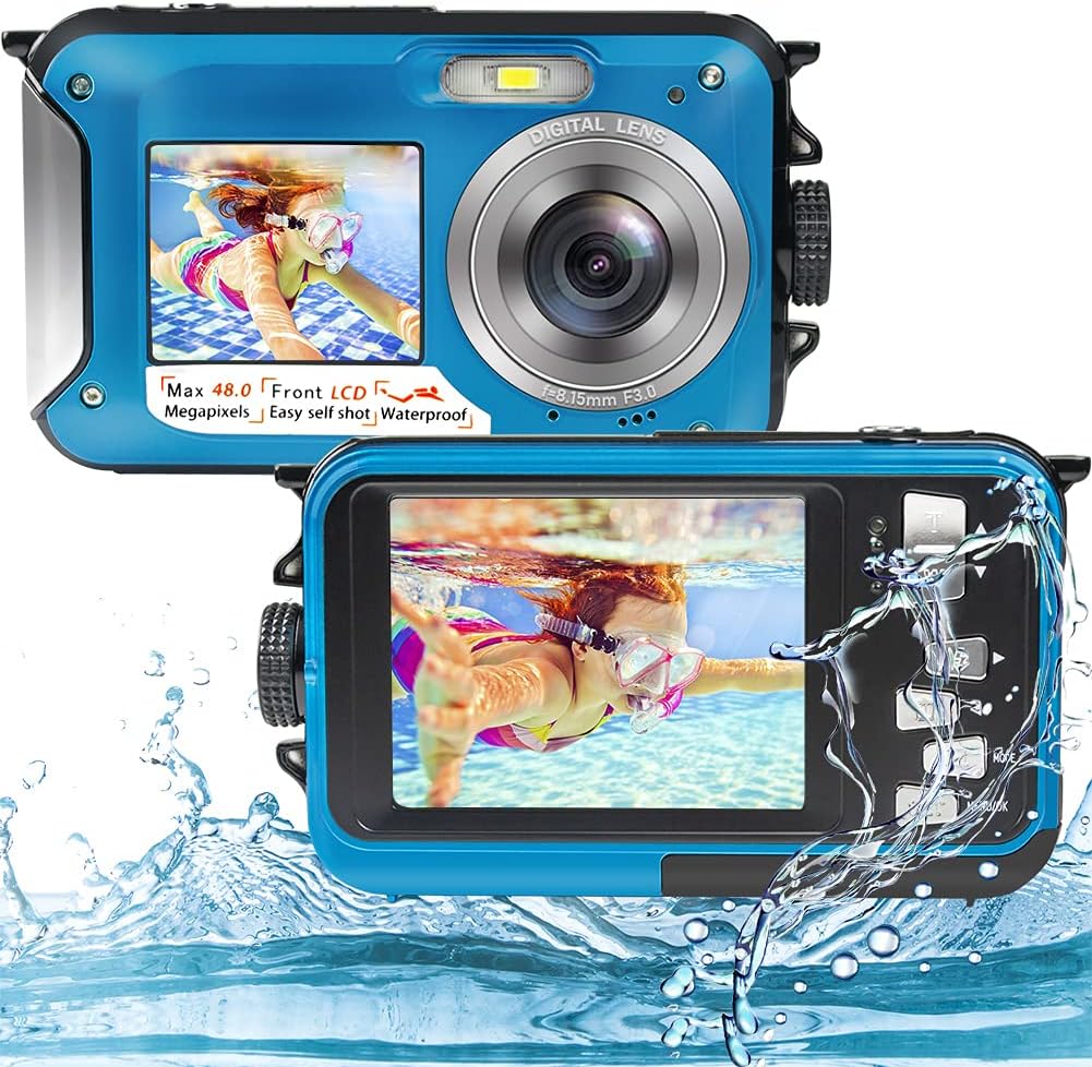 Underwater Camera 2.7K 48MP Waterproof Dual Screen Digital with 16X Digital Zoom W663