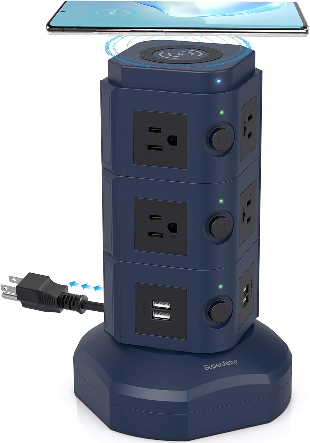 Gold 13A Surge Protector Tower with 10 AC Outlets and 4 USB Slots, Pack of 2 M709549