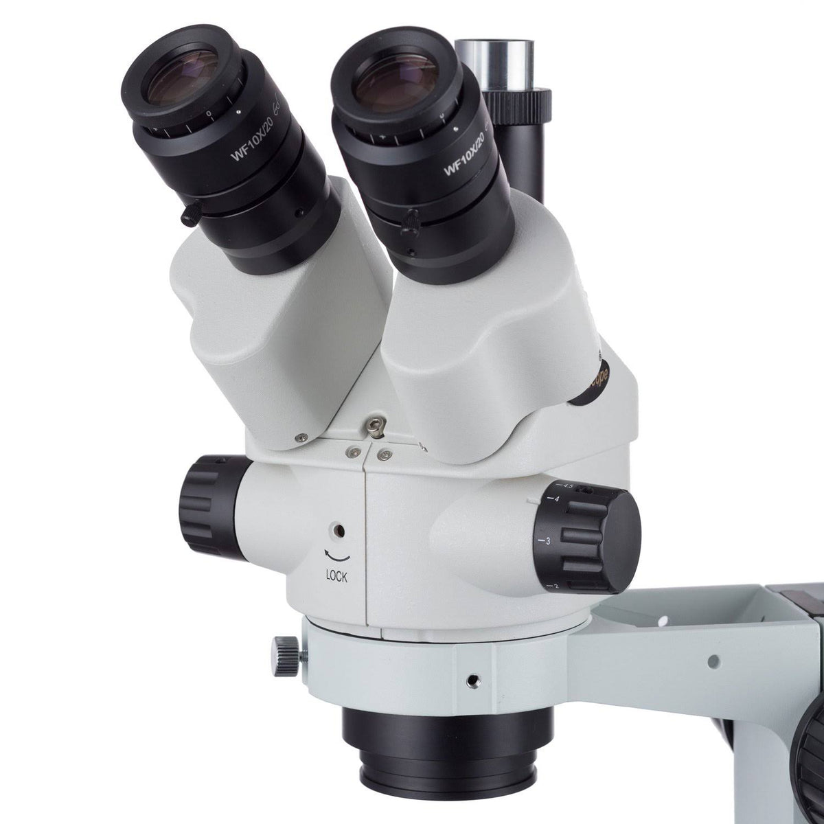 3.5X-45X Simul-Focal Stereo Zoom Microscope on Dual Arm Boom Stand U15100