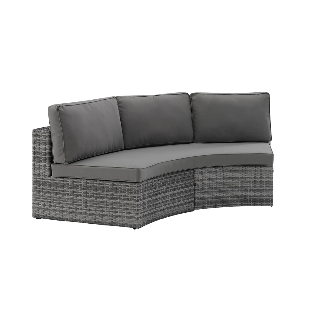Gray Wicker Curved Patio Sectional Sofa X799313