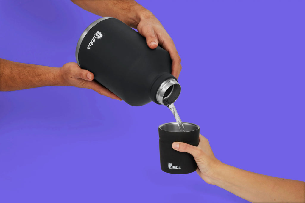 Stainless Steel Water Bottle with Wide Mouth Rubberized in Black, 84 fl. oz. O518