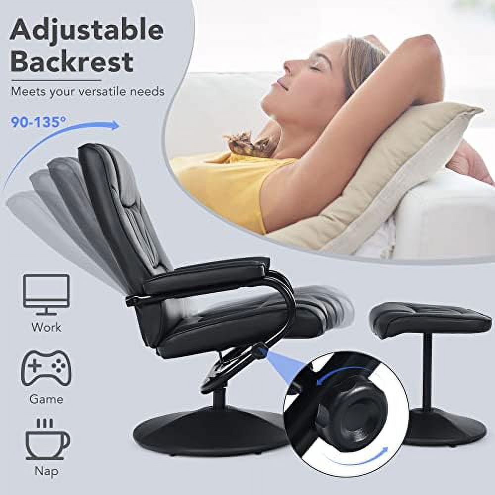 Brown PU Leather Swivel Reclining Chair with Ottoman M343