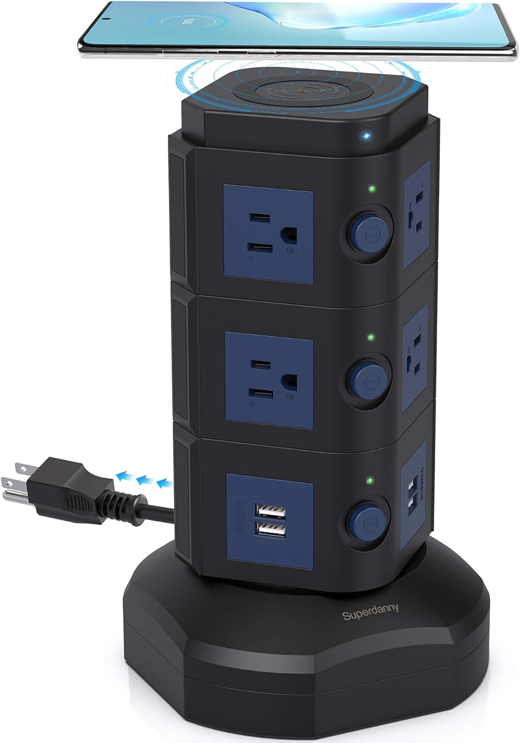 Gold 13A Surge Protector Tower with 10 AC Outlets and 4 USB Slots, Pack of 2 M709549