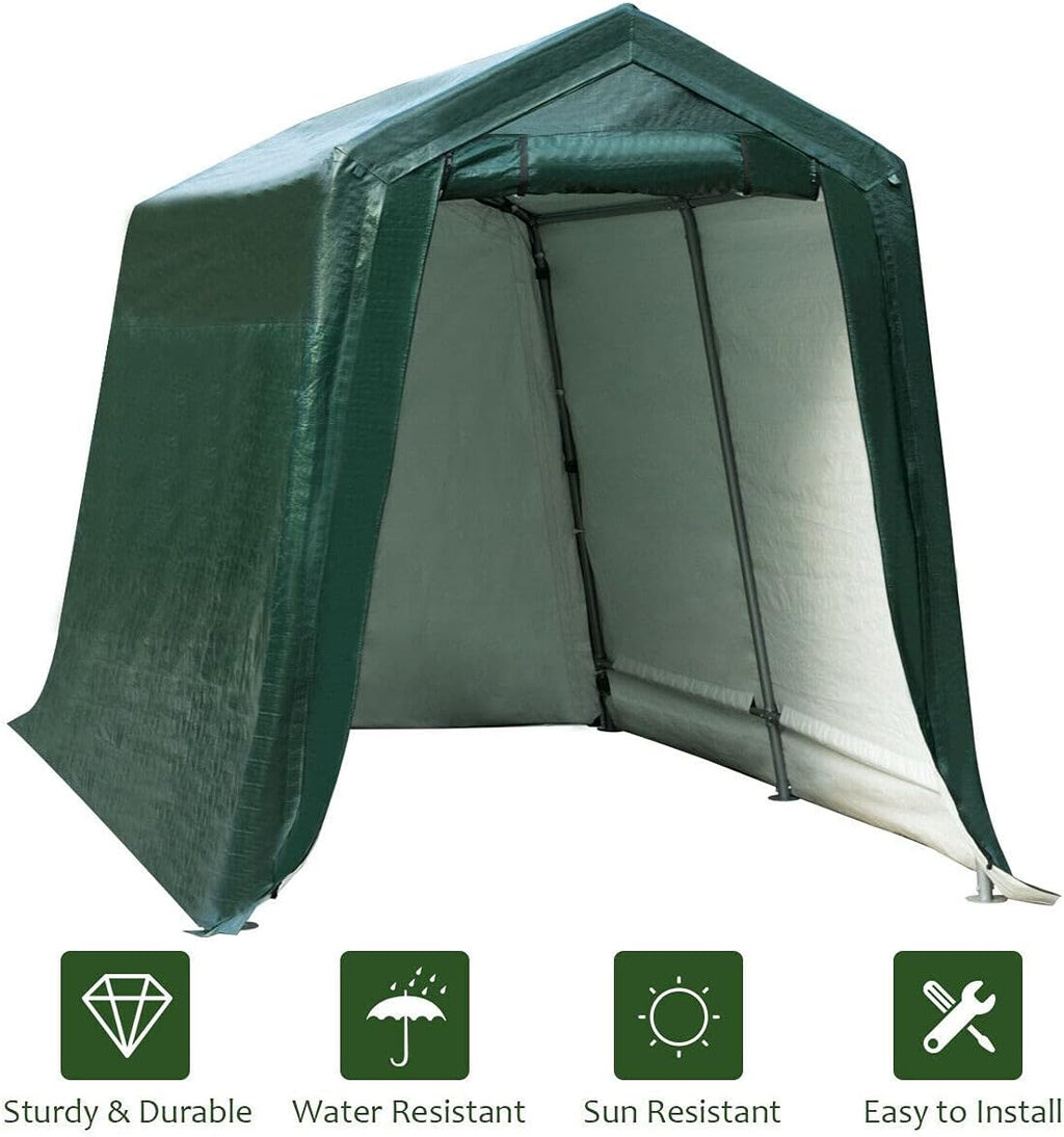 7 Ft x 12 Ft Outdoor Carport Patio Storage Shelter Metal Frame and Waterproof Ripstop Cover T709