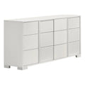 White Wood 6 Drawer Dresser with Metal Trim N8523