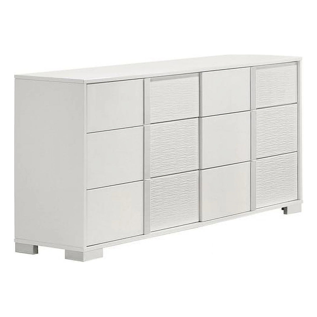 White Wood 6 Drawer Dresser with Metal Trim N8523