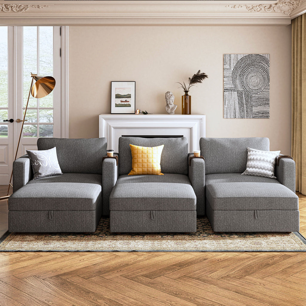 Light Grey Modular Sectional Sofa with Storage R263089