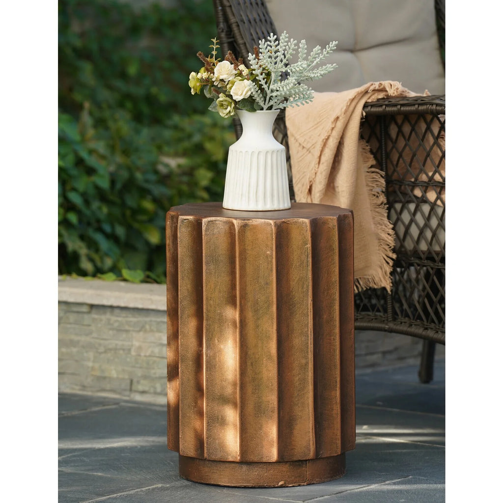 Weathered Copper Cement Stool And Side Table H75802