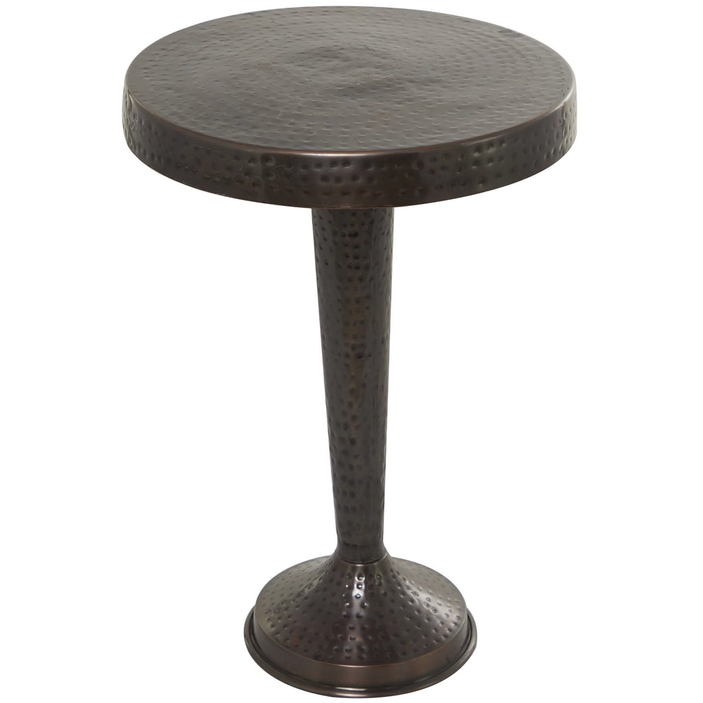 Aluminum Vintage Brown Pedestal Accent Table R664