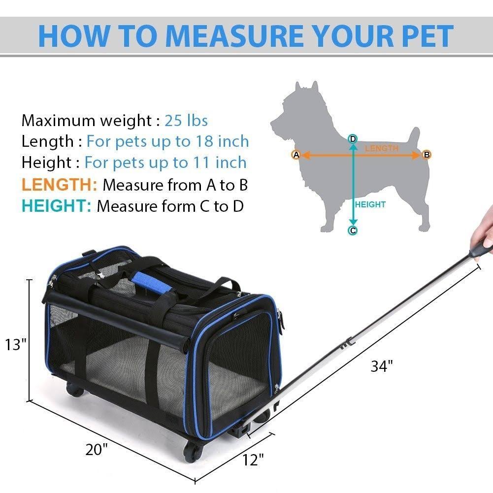 Removable Wheeled Pet Travel Carrier P374