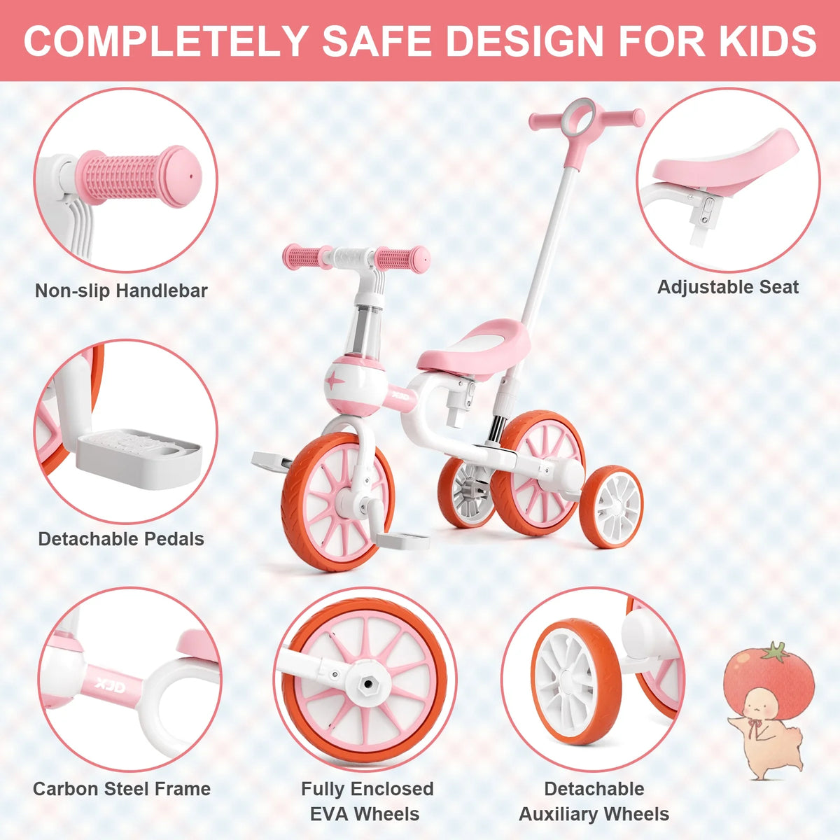7 in 1 Toddler Tricycle with Removable Pedals D666337