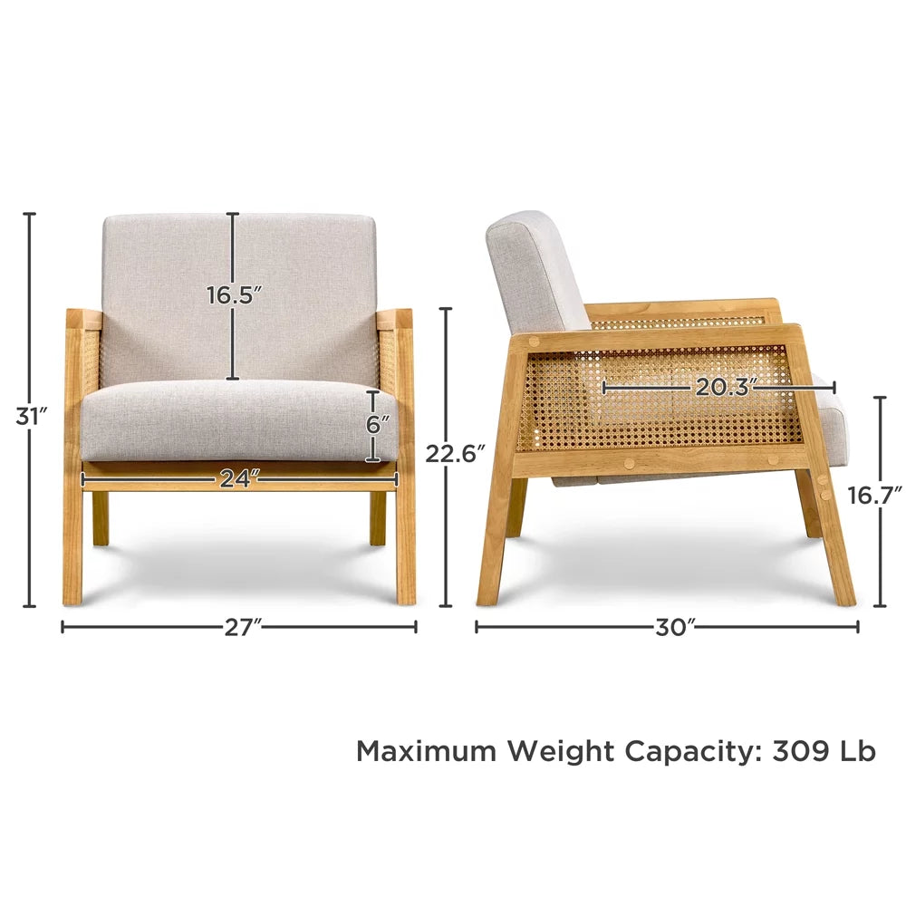 Beige Fabric Upholstered Accent Chair C7917